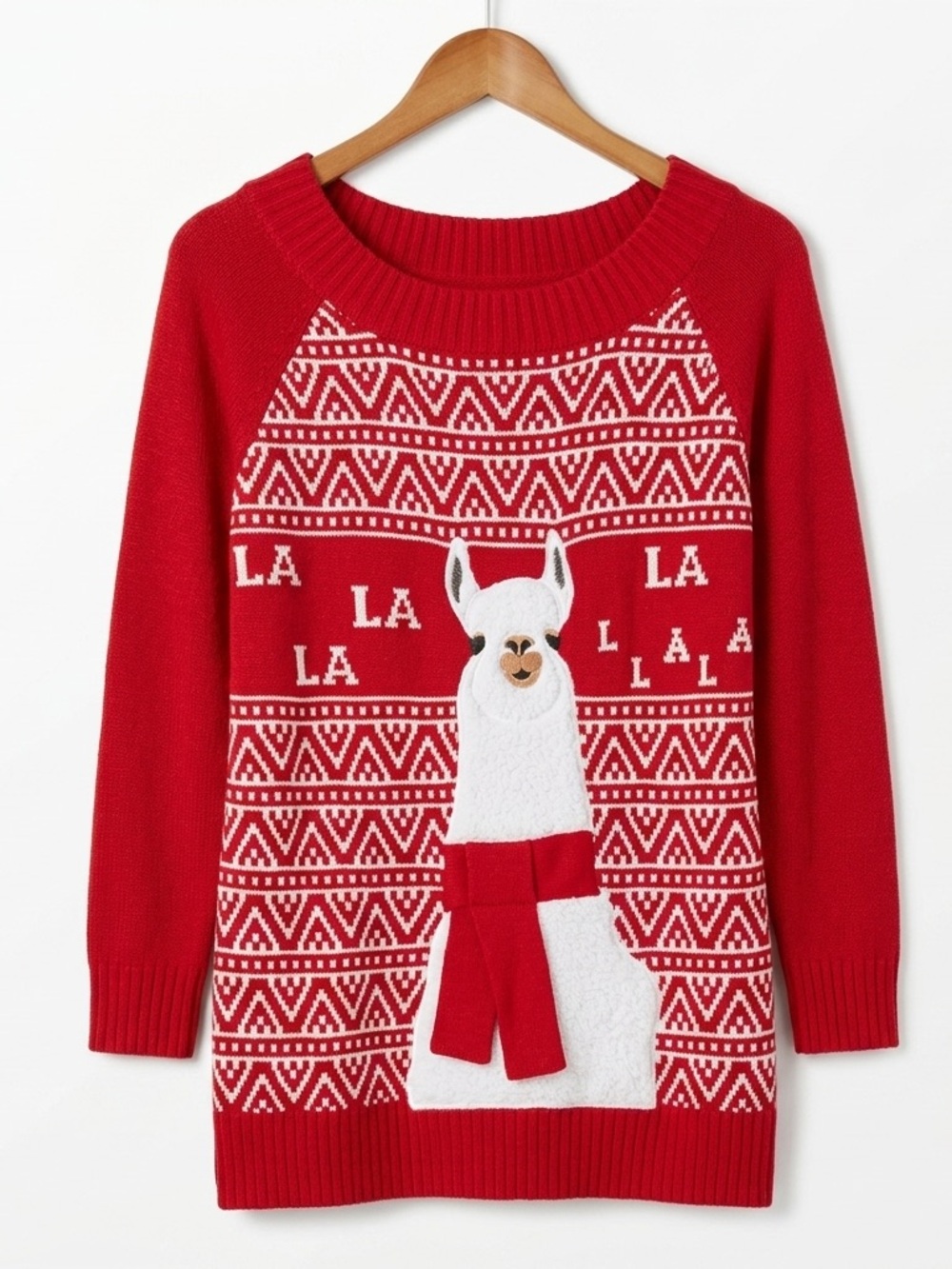 Holiday Time NWOT Red Festive Llama Sweater Tunic Dress
